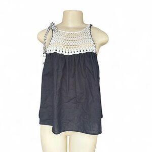 Zara Black and White Crochet Blouse